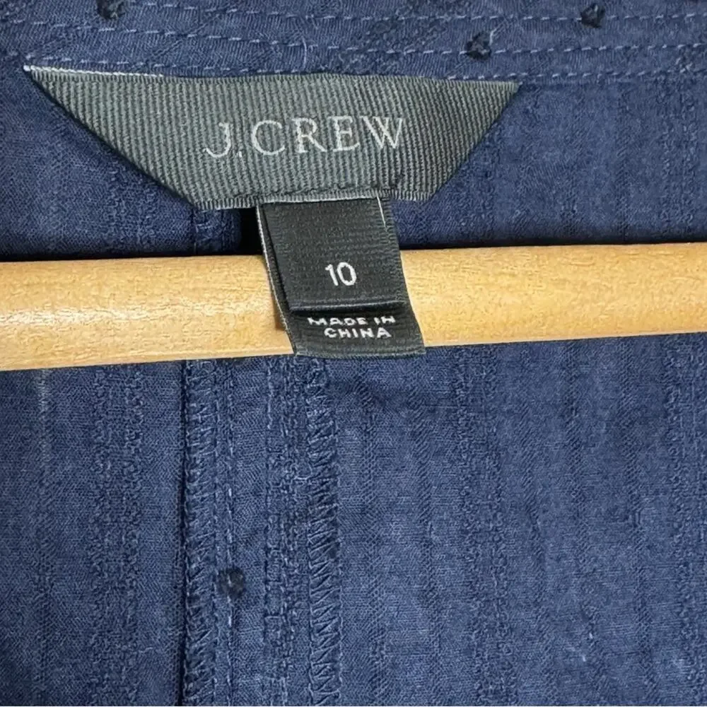 J.Crew Navy Peplum Tassel Tie Top Size 10